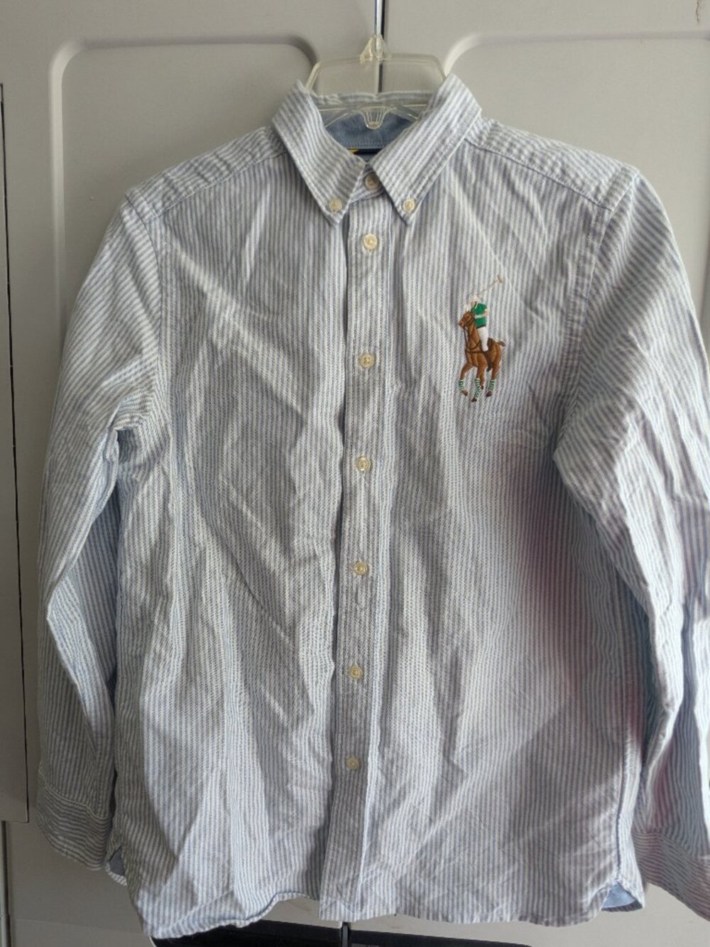 Polo Ralph Lauren Embroidered Big Pony Striped Oxford Shirt Size Large